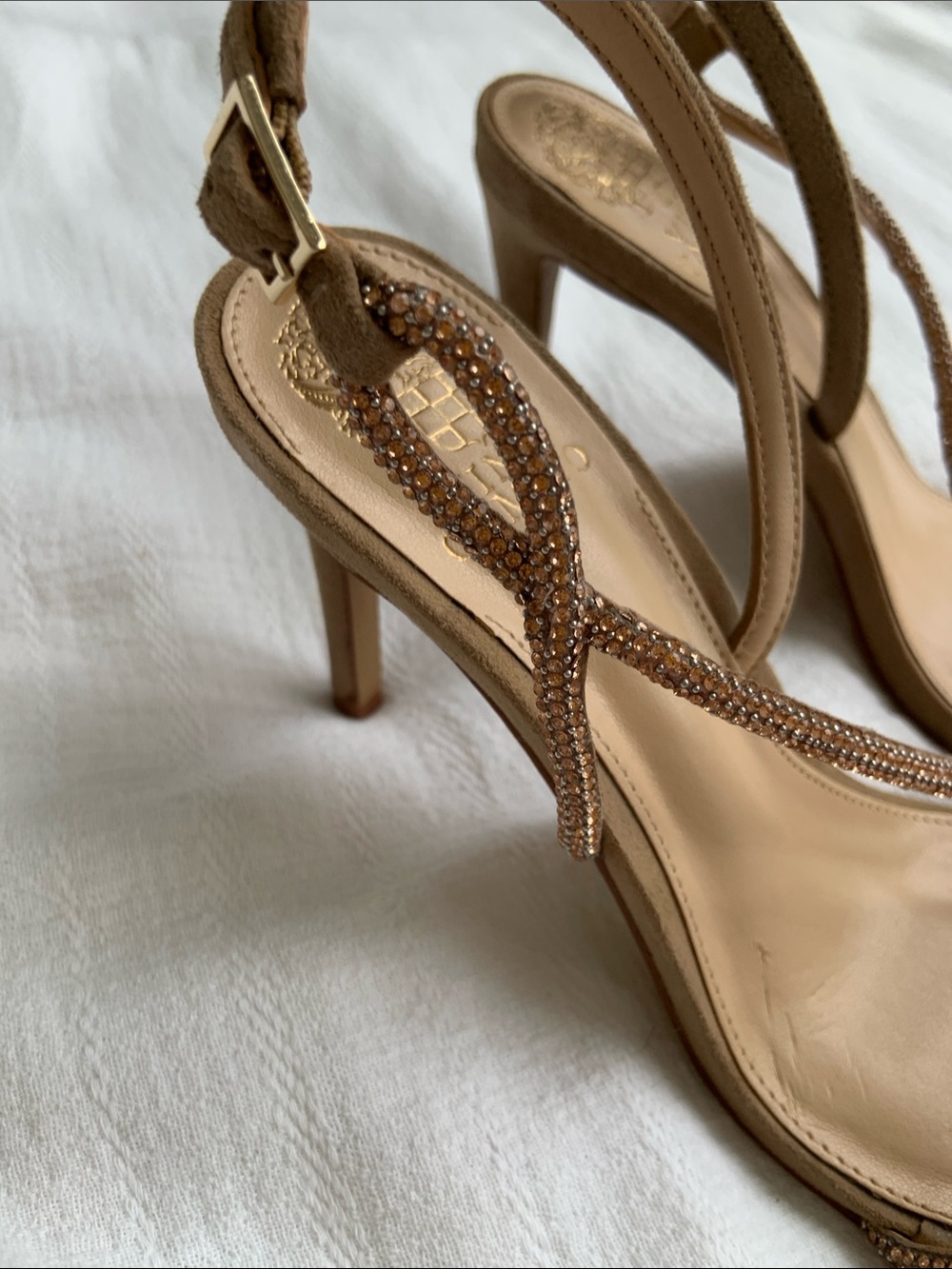 Vince Camuto Rose Gold Crystal-Strap Stiletto Sandals - Picture 6 of 6